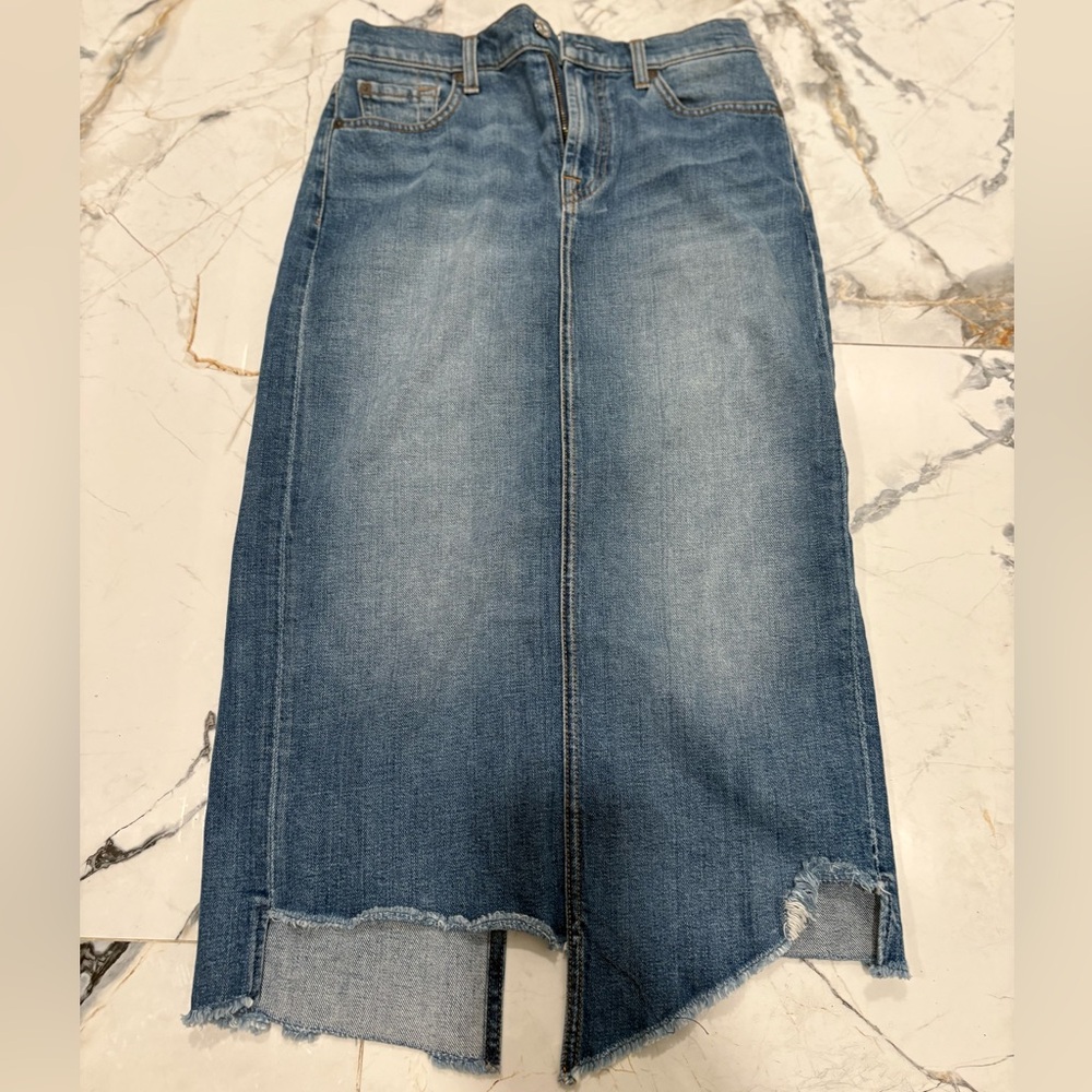 7 For All Mankind Blue High Skirt